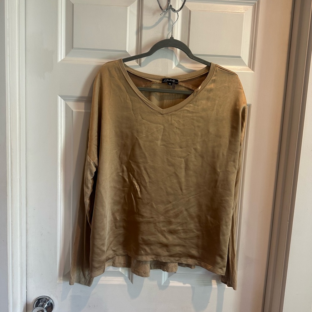 Charlies Tan V-Neck Sweatshirt